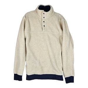 Jachs Men's SZ XL Cream 100% Polyester Long Sleeve Pullover Sherpa Sweater